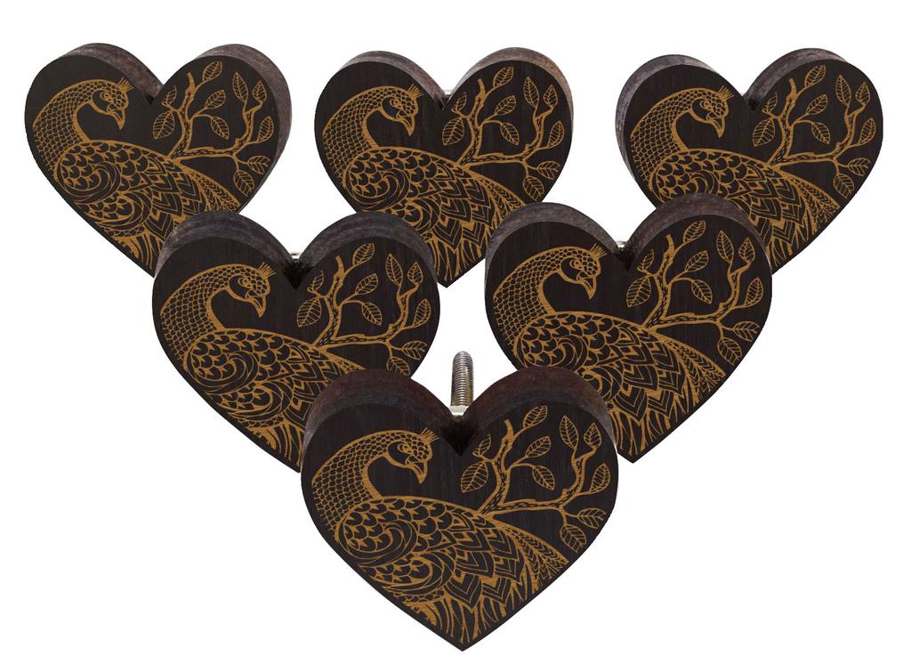 IBA Indianbeautifulart Brown Engraved Knobs 10 Pc Furniture Wooden Scallop Knobs Rustic Drawer