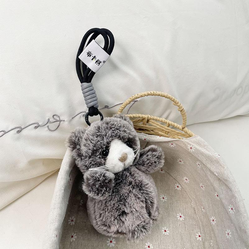 Buka Qi bean bag keychain cute little raccoon plush pendant cat pendant doll panda bag pendant