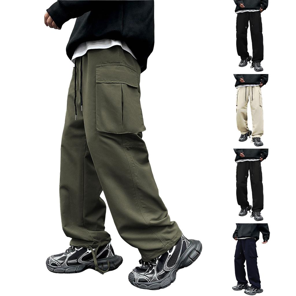 Men's Overalls Drawstring  Multi Pocket Casual Pants Hiking Pants Cotton Twill Pants