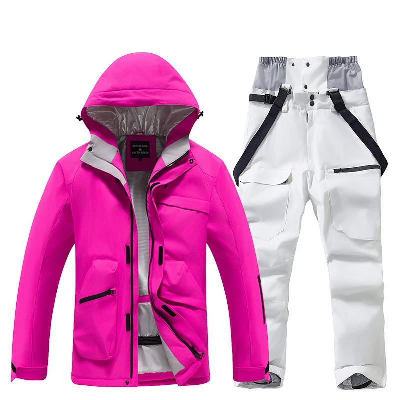 Мужской и женский лыжный костюм для улицы, зимний теплый костюм для сноуборда, водонепроницаемый, ветрозащитный, комплект куртки и брюк для катания на лыжах, большой размер, дышащий, утепленный сноубордический костюм
