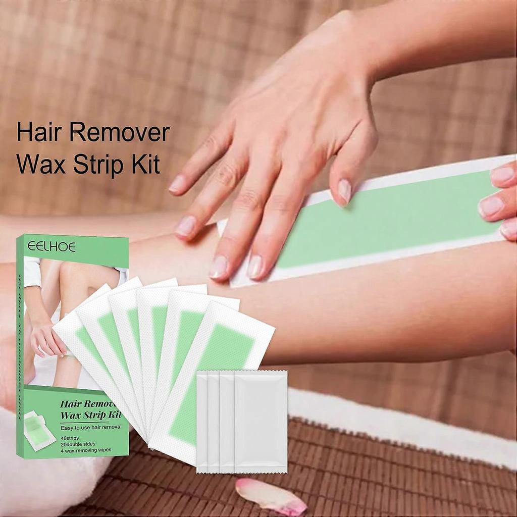 Hair Removal Wax Strips Kit Natural Hair Remover for Face, Eyebrow, Arms, Legs, Underarm, and Bikini