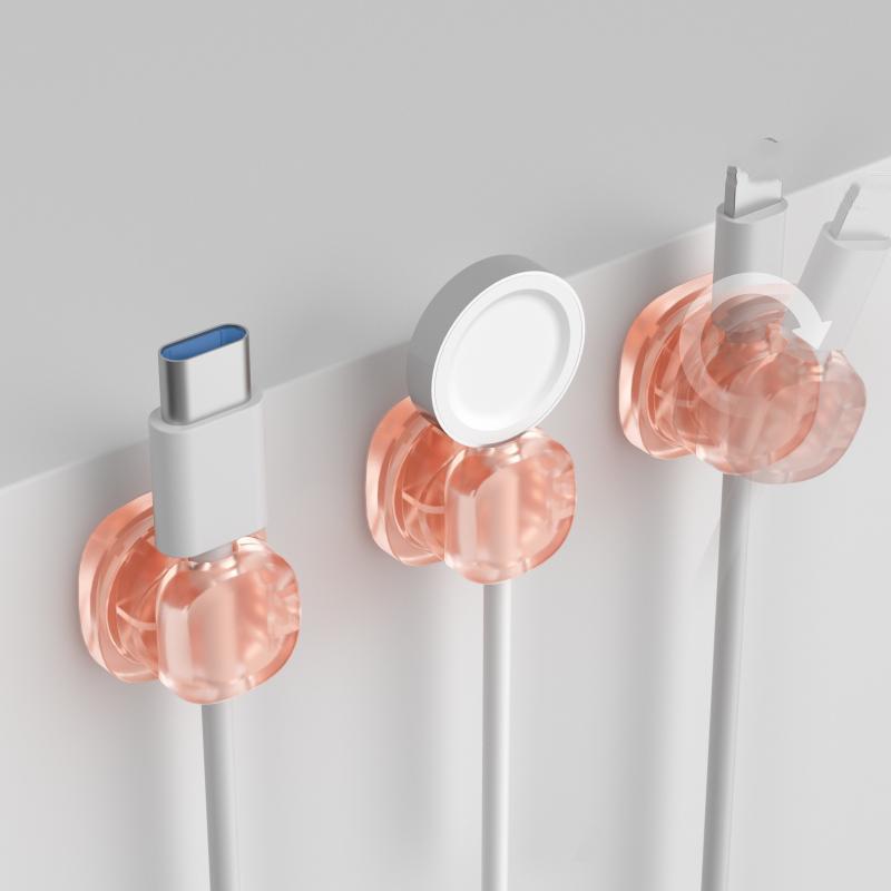 Cable Clips 360° Rotatable Reusable Self Adhesive Wire Organizer for Desktop Car Travel Cord Organization