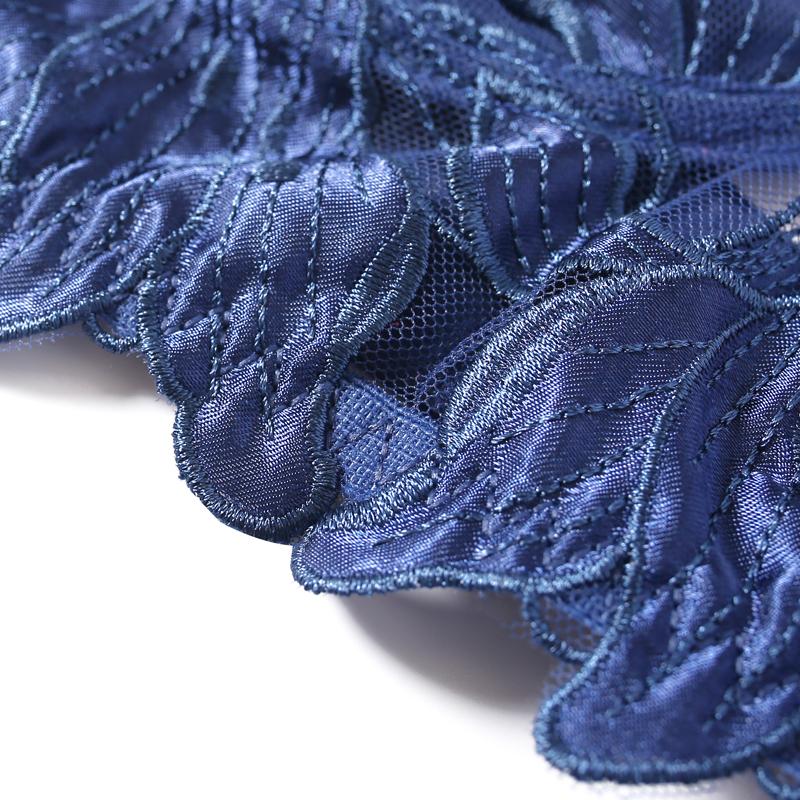 TERMEZY Sexy French Lace Embroidery Brassiere Lingerie Set Women's Underwear Set Push Up Thin Bralette Deep V Bra and Panty Set