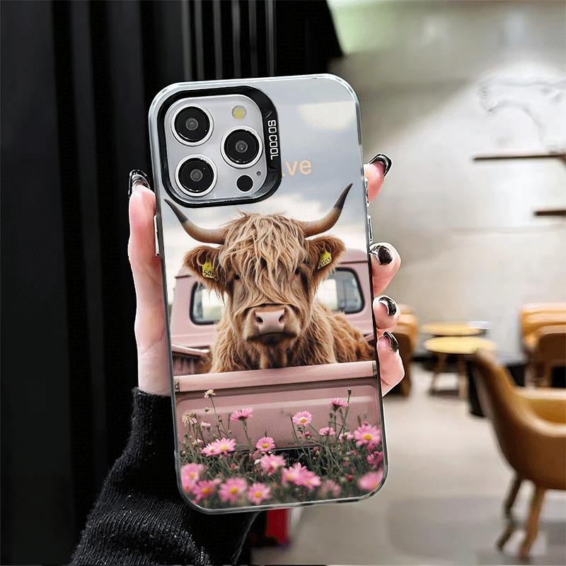 Милый Хайлендский бык Ударопрочный чехол для телефона для iPhone 17 Air 16 16E 15 Pro Max 14 Plus 13 Mini 12 Задняя крышка Противоударный Fundas