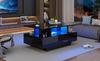 Modern High-Gloss Coffee Table with LED Lighting and 2 Drawers – Stylish 90x55x41 cm Side Table with Storage, Load Capacity up to 30 kg