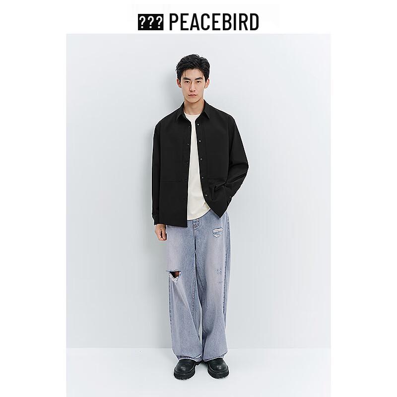 Мужская рубашка Peacebird с жаккардовым узором, свободного кроя, с длинным рукавом