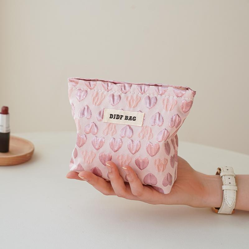 Women's Makeup Bag Small Pink Bow Makeup Lipstick Headphones Storage Bag Portable Coin Purse Commuter Card Holder Ins Style