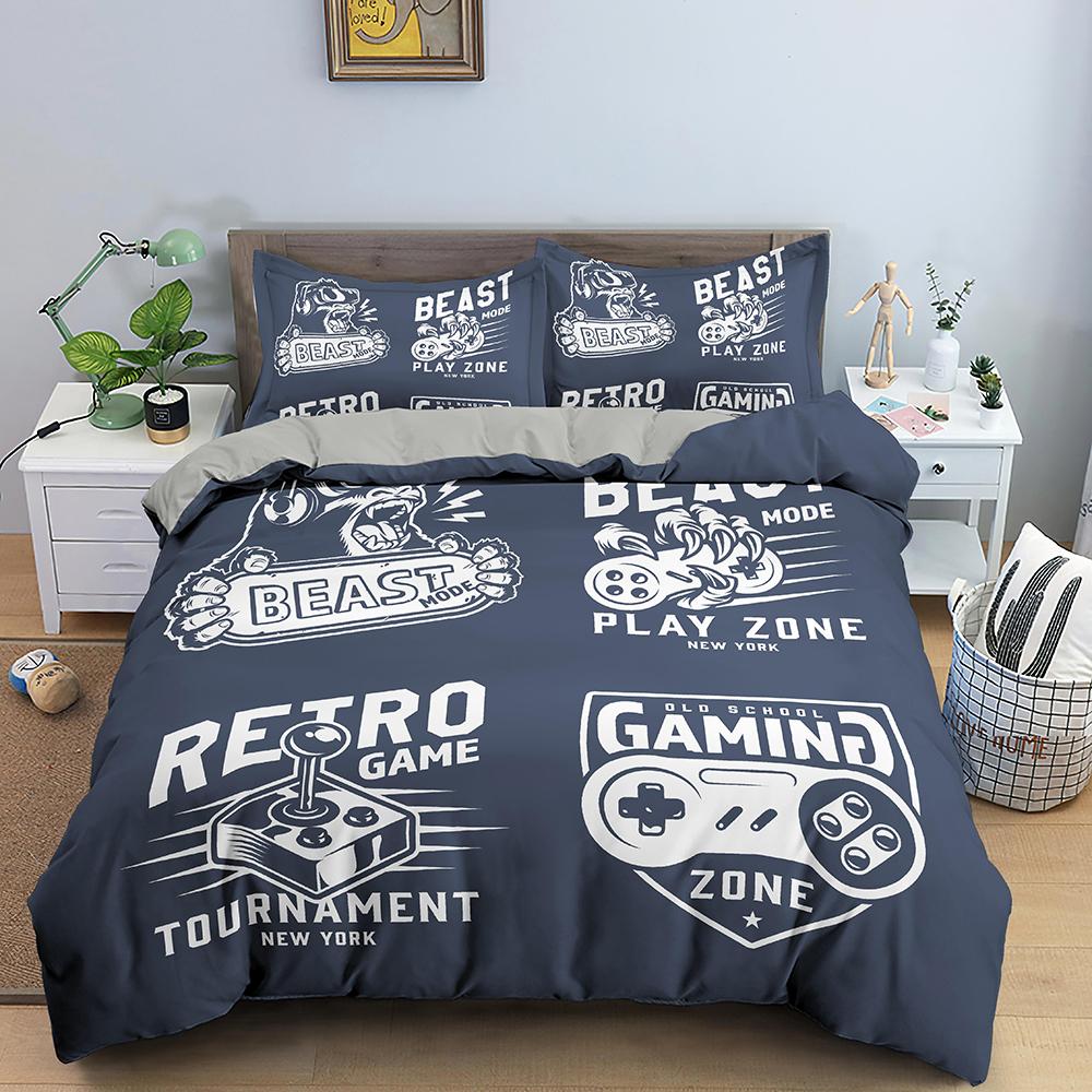 Игровой Комплект Постельного Белья Роскошный Ретро Ручка Игрового Контроллера Пододеяльник Размер Queen Подросток Мальчик Девочка Принт Геймпада Чехлы на Одеяло 2/3 шт.
