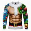 Funny Ugly Santa Claus Fake Muscles 3D Print T-shirts Xmas Men Women Long Sleeve Tees Fashion Oversized Christmas Men's Clothing