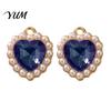 Decorative Charms for Bags 2Pcs Heart Rhinestone Charms, Alloy Faux Pearl 21x18mm DIY Crafts Dangle Pendants Jewelry Making Earrings Bracelets