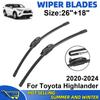 2PCS Wiper Blades Set Kit For Toyota Highlander 2020-2024 Front Windshield Brushes Windscreen Window Accessories