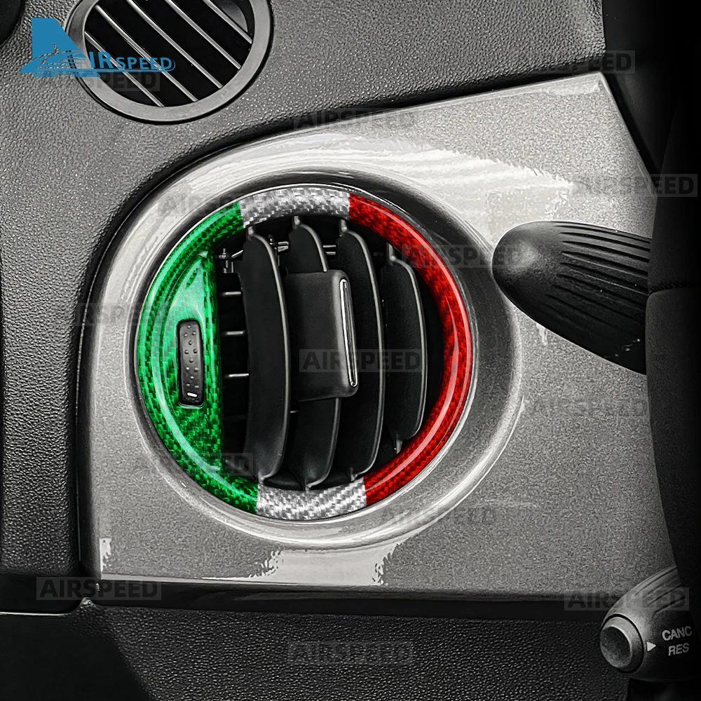 Real Hard Carbon Fiber For Abarth 595 Abarth 695 Fiat 500 2016-2020 2021 2022 2023 2024 Tricolor Carbon Car Air Outlet Sticker