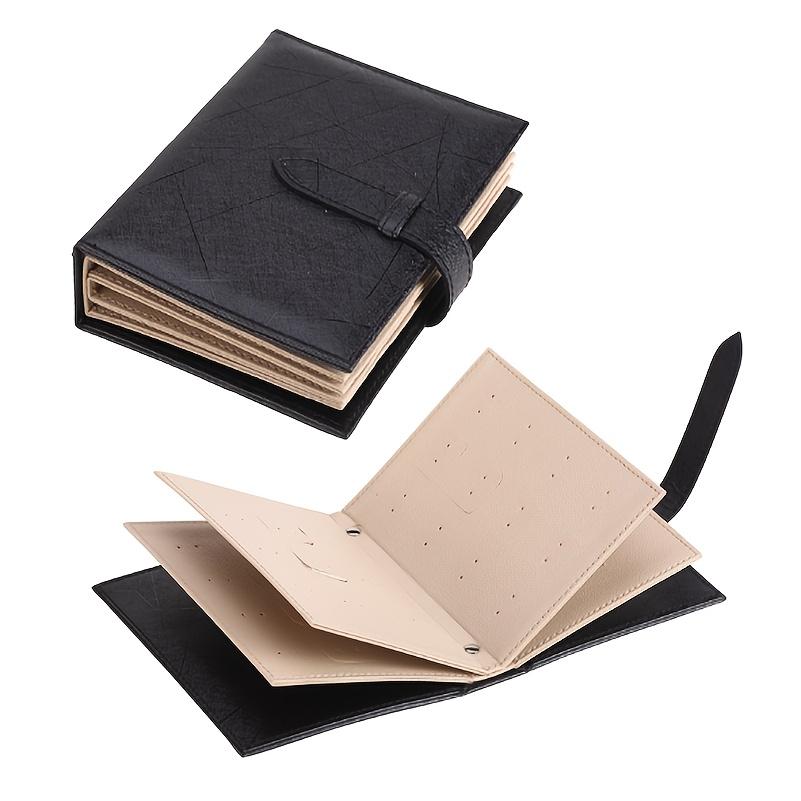PU Leather Earring Organizer Book - Portable Travel Jewelry Case with Secure Buckle for Studs, Hoops, and Dangle Earrings