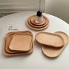 Wheat Stalk Tray Tableware Round Dessert Plate Japanese-Style Durable Heat Resistant Tray Coffee Tea Solid Wood Plate Tray