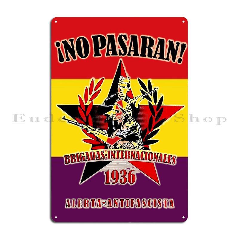 No Pasaran Испанская революция Гражданская война Металлическая табличка Ржавый декор стены кинотеатра Дизайн кинотеатра No Pasaran Жестяная вывеска Постер