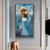 Abstract Art Watercolor Blueprint Women's Oil Painting Canvas Wall Art Poster Living Room