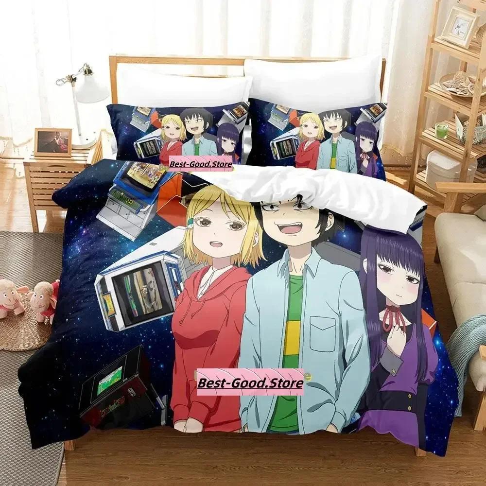 Новый Набор Постельного Белья Hi Score Girl Односпальный Двуспальный Full Quen King-Size Размеры Размеры Набор Постельного Белья Взрослые Дети Спальня Комплекты Пододеяльников Аниме комплект