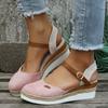 Fashion Women Closed Toe Wedge Sandals Women Summer Buckle Strap Shoes Women Fashion Espadrilles Platform Sandals Sandalias De Mujer