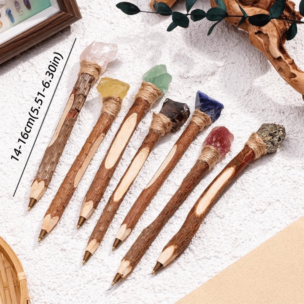 Natural Rough Crystal Crystal Wand Pen Log Craft Decorative Raw Stone Scepter Pen Stationery Gift