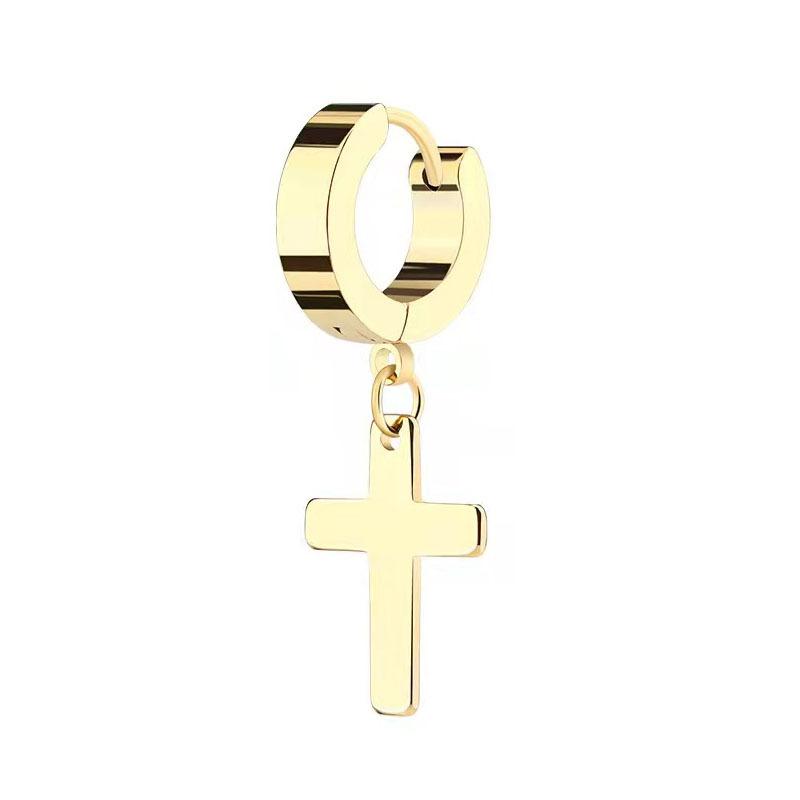 Стильные серьги-кресты из нержавеющей стали, ушные пряжки, двусторонние клипсы для ушей без пирсинга