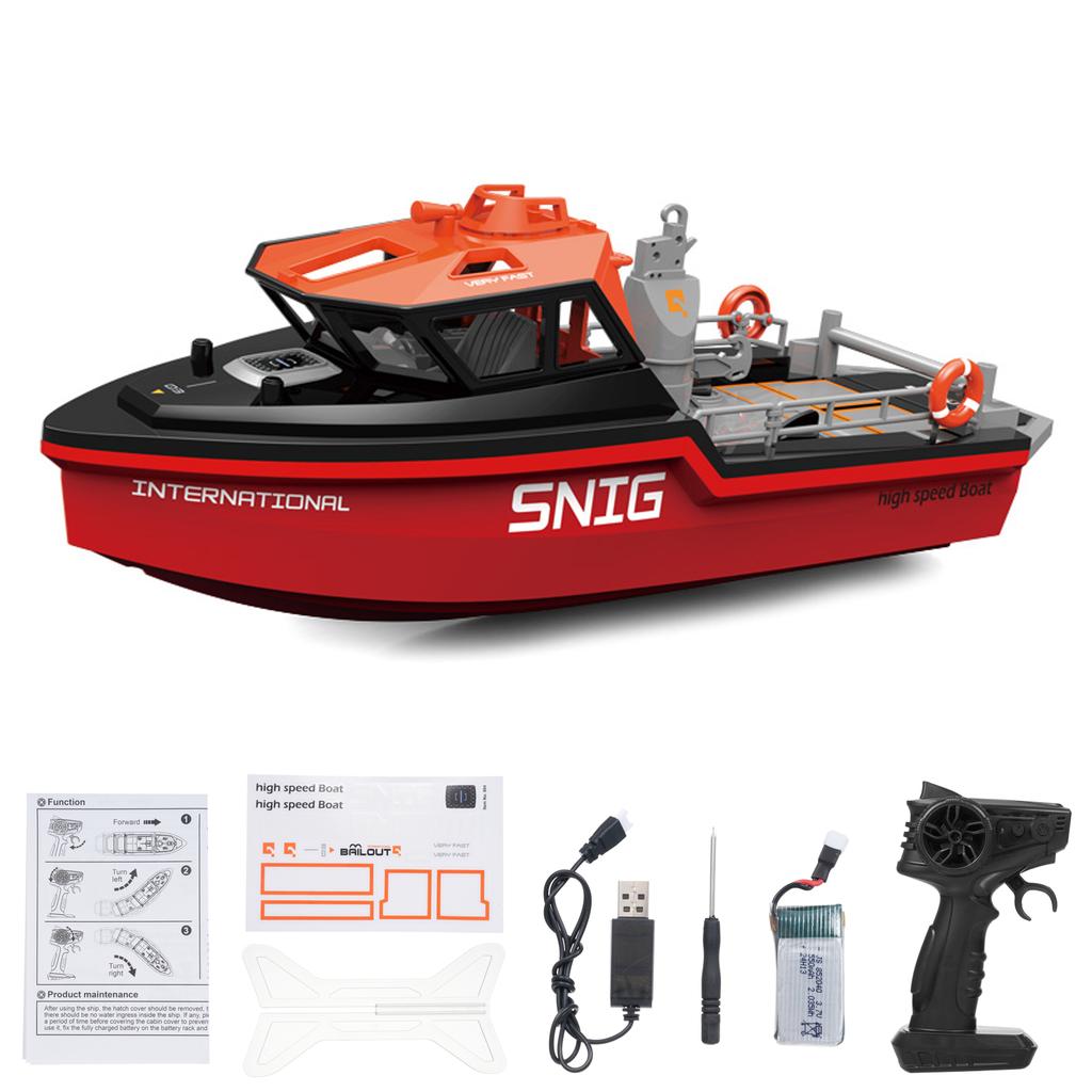 Радиоуправляемая лодка, спасательный корабль 2,4 ГГц с бесщеточным двигателем, сигнализация низкого заряда батареи для бассейнов и озер, мини-электрическая игрушка