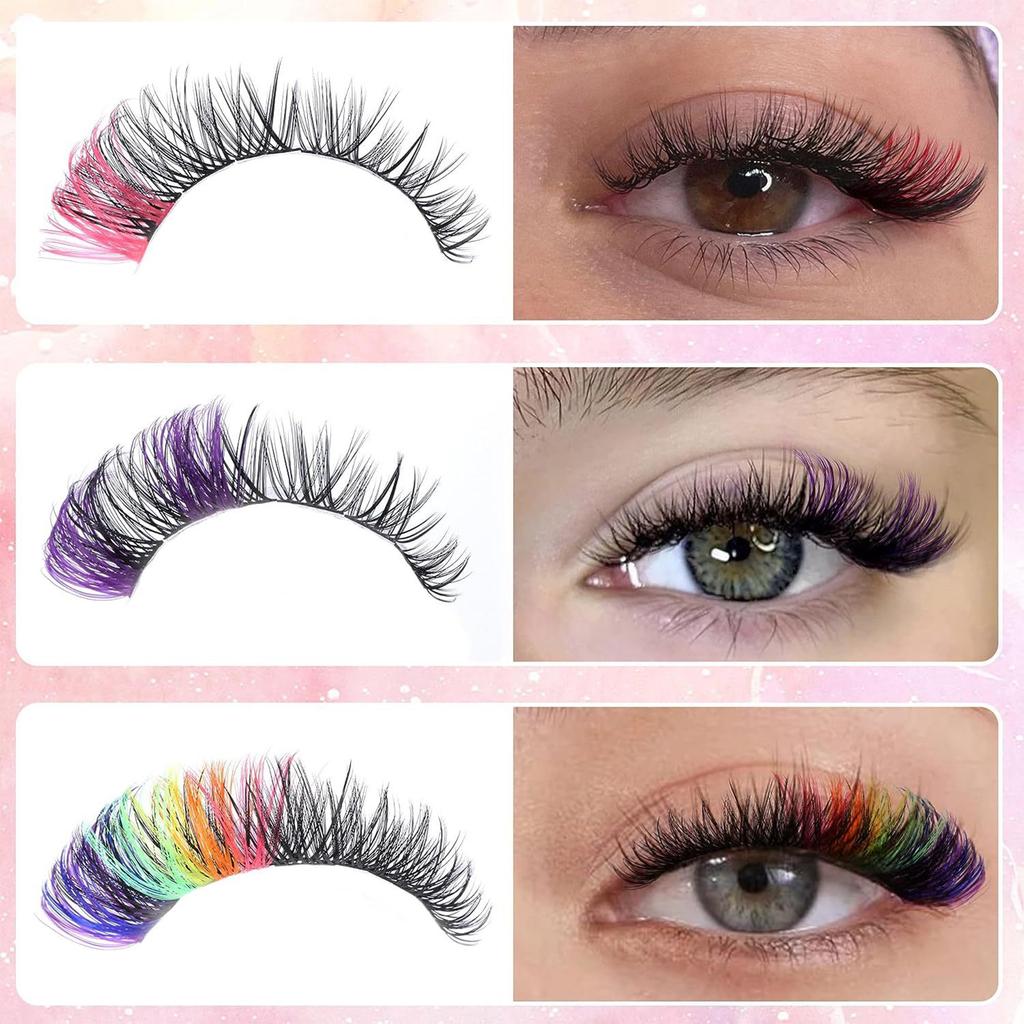 Colored Lash Clusters Kit Individual False Eyelashes Set Segmented Fake Eyelashes with Lash   and   and Lash Tweezers