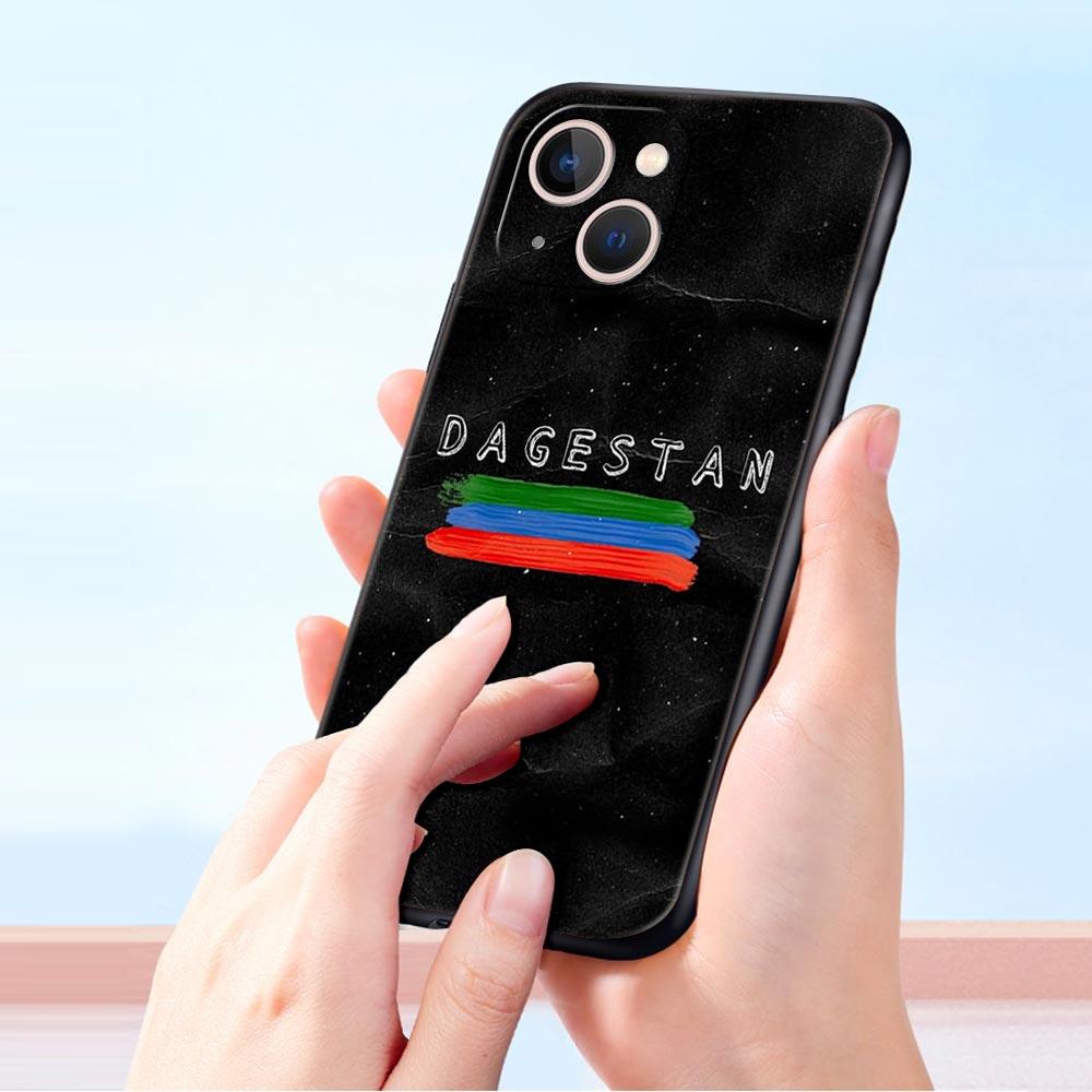 Роскошный чехол для телефона с флагом Дагестана для iPhone 17 Air 16 Plus 13 15 14 12 11 Pro MAX 7 8 SE Мягкий ТПУ Черная крышка