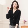 Women's Premium 100% Pure Wool V-Neck Short Cardigan