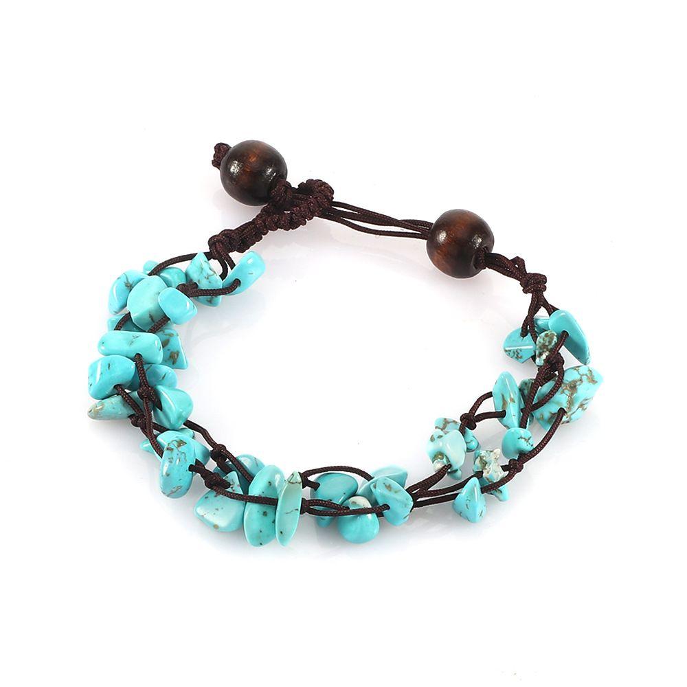 Braided Design Braided Bracelet Adjustable Length Ankle Chain Crushed Stone Bracelet  for Men