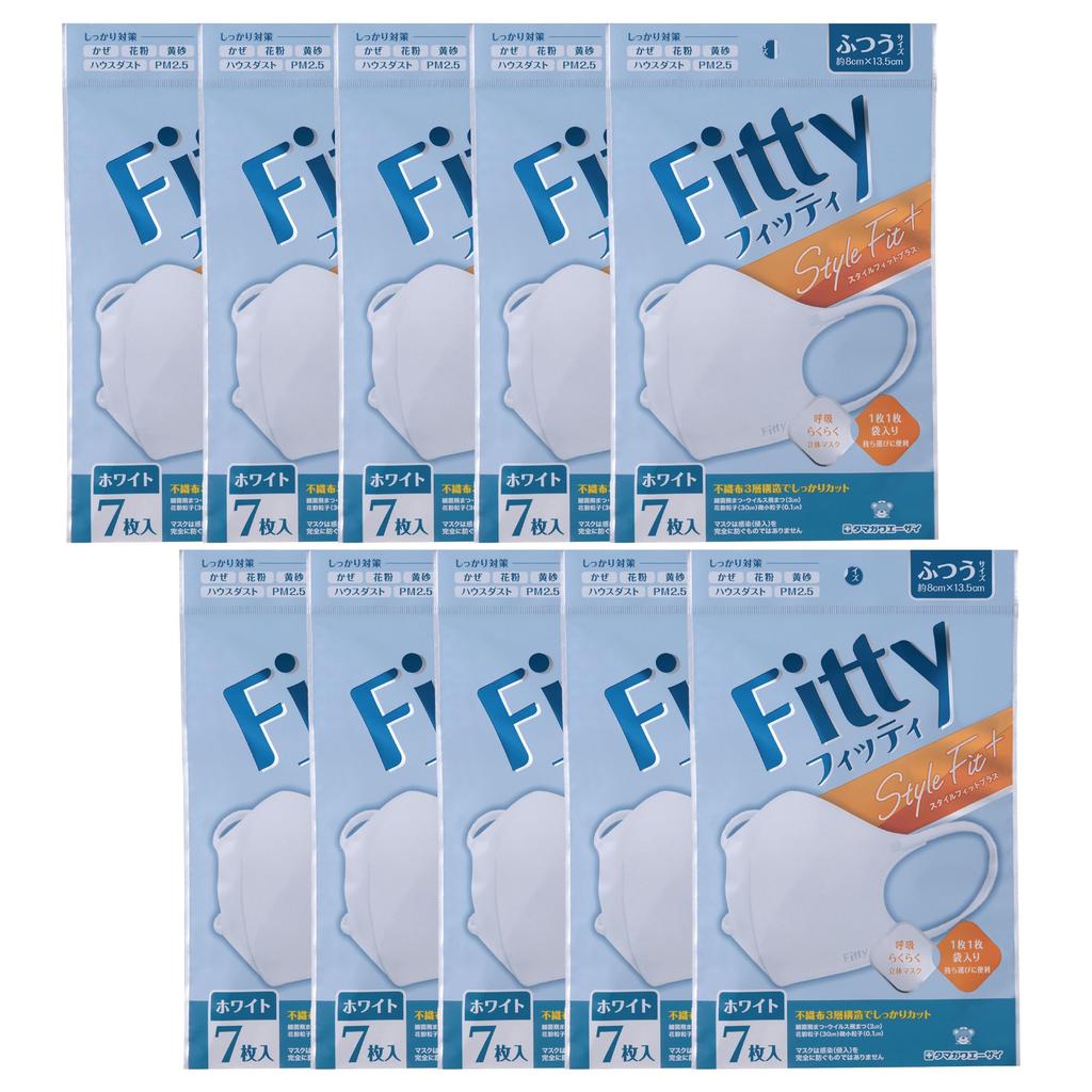 Bulk Fitty Style Fit Plus 3D White Regular 7 Sheets Per Pack Purchase Size, (10-Pack)