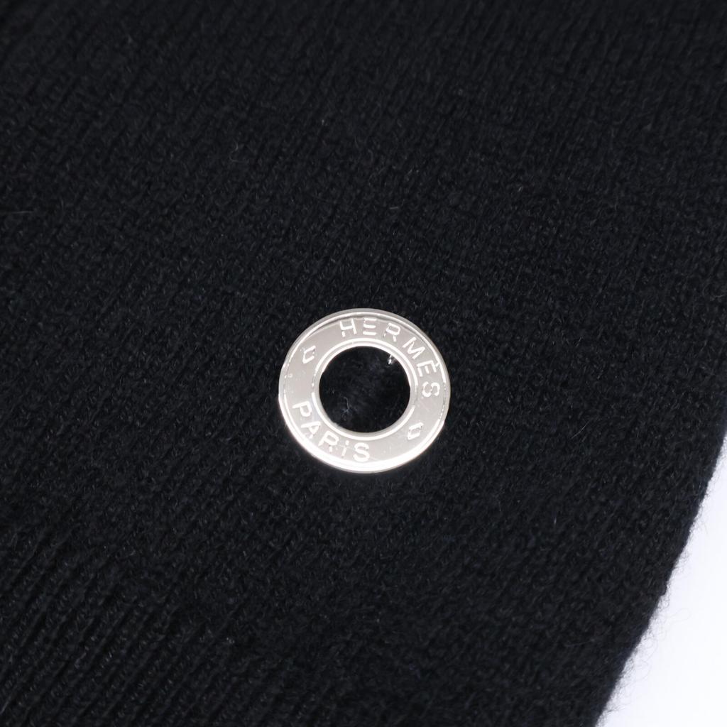 HERMES [New/Domestic regular] 4H2600D1 Cashmere 100% Short sleeve knit sweater/ tops 38 blackUsed