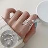Korean S925 Silver-Plated Three-Layer Retro Hip-Hop Stacking Ring for Women