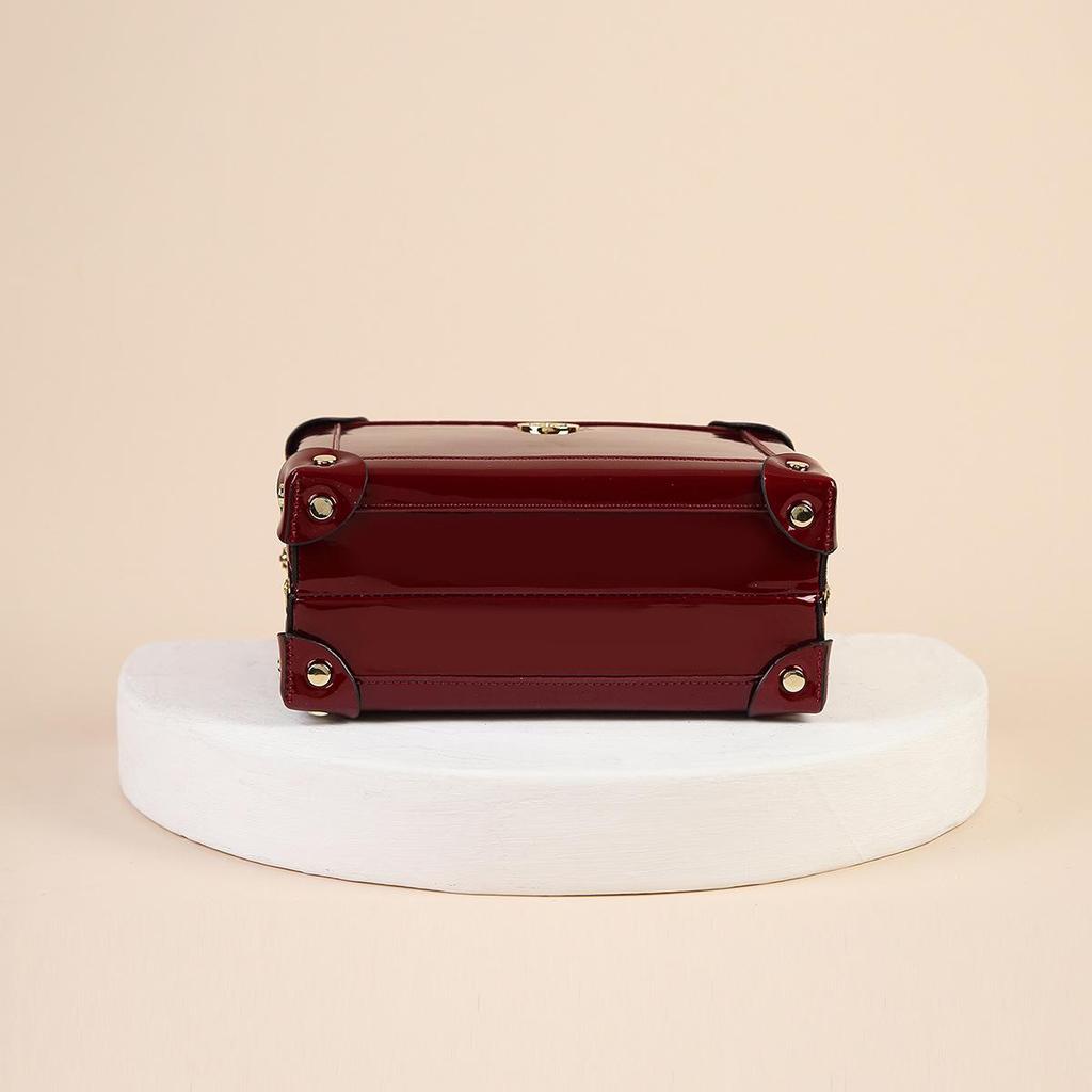 Винтажная квадратная женская сумка кроссбоди из лакированной кожи - Универсальная сумка на одно плечо