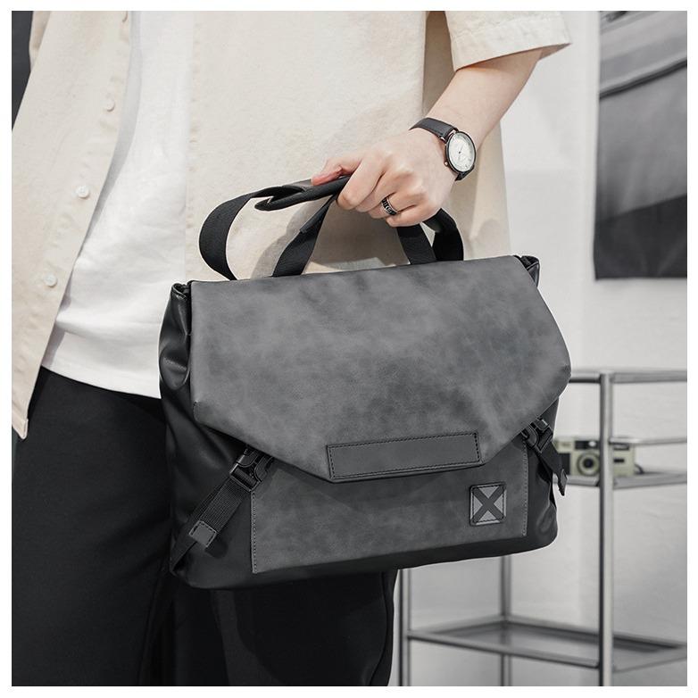 TS JYL laptop bag,Men Flip Shoulder Bag Large Leather Casual Crossbody Bag