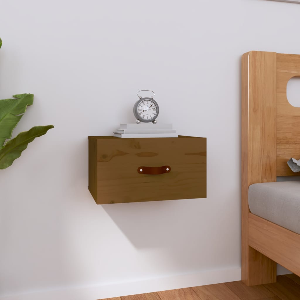 Wall Mounted Nightstand Honey Brown 40 x 29.5 x 22 cm
