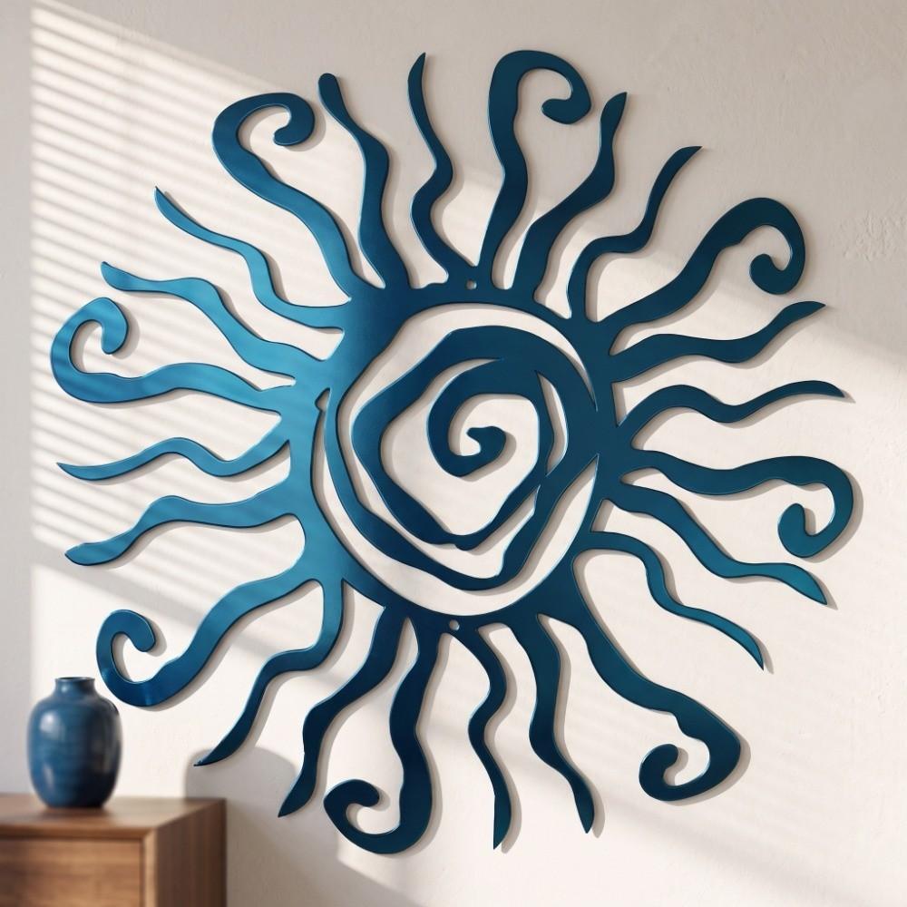 Hand Painted Iron Art Metal Wall Art 11.81 in Wall Sculpture Spiral Sun Decor Farmhouse Decor