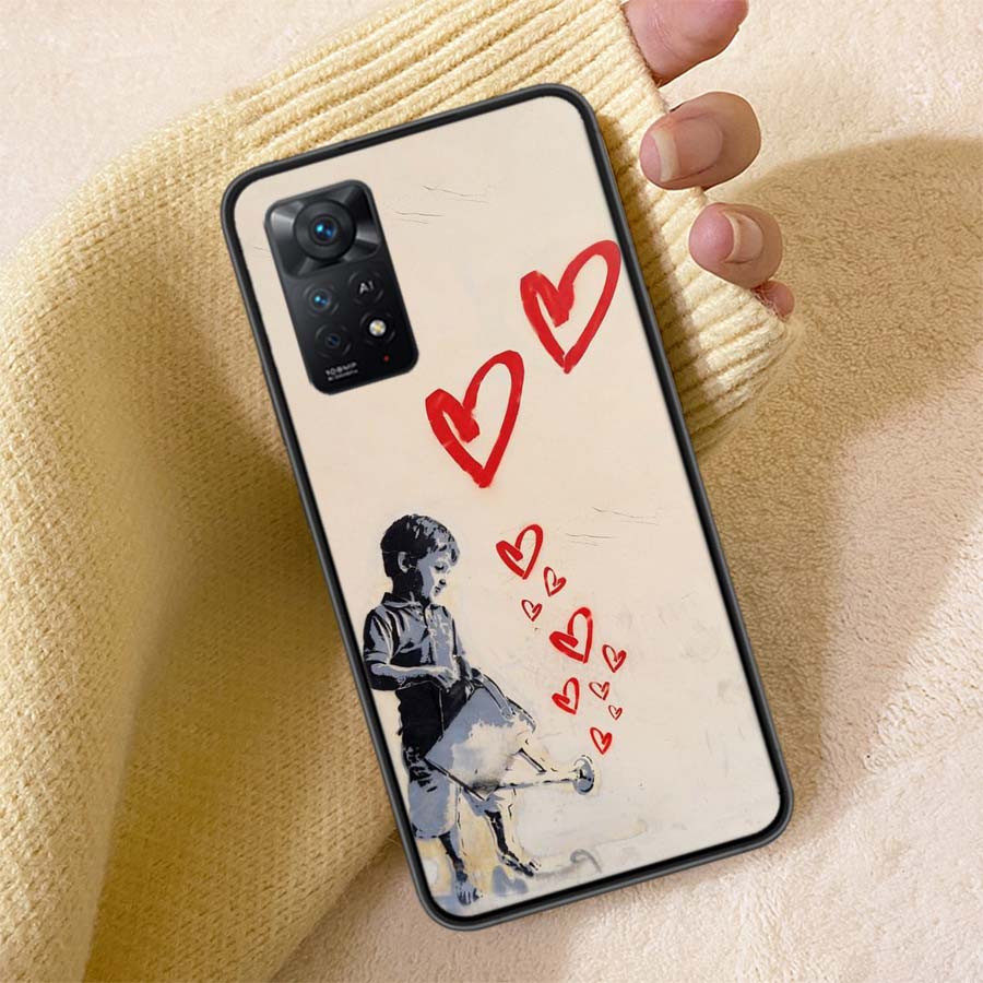 Чехол для телефона Banksy Street Art Graffiti для Redmi 13C 14C Note 14 13 Pro Plus 5G Прозрачный Capa 12 12C 10A 10C 10 9A 9C 9T 9 8 Pro Cov