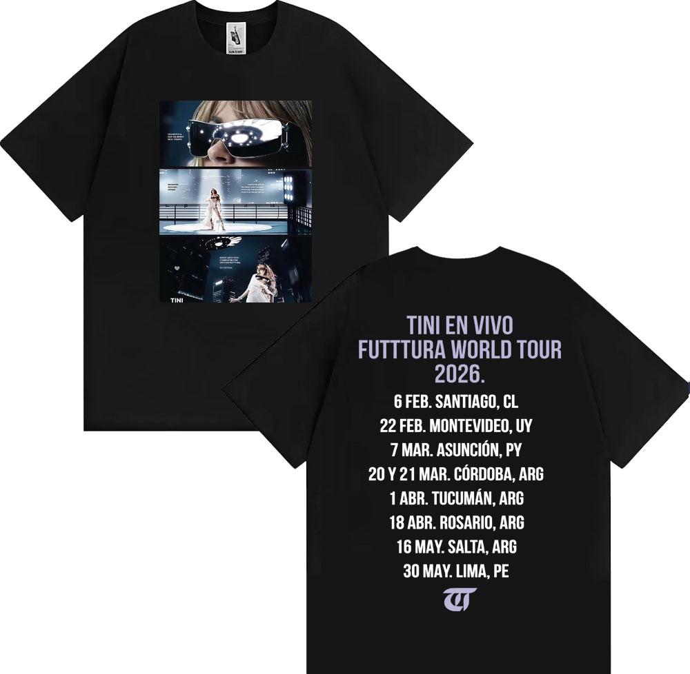 Tini Stoessel Futtura World Tour 2026 Graphic T Shirts Men Women Fashion Hip Hop Aesthetic T-shirts Summer O-Neck Cotton T Shirt