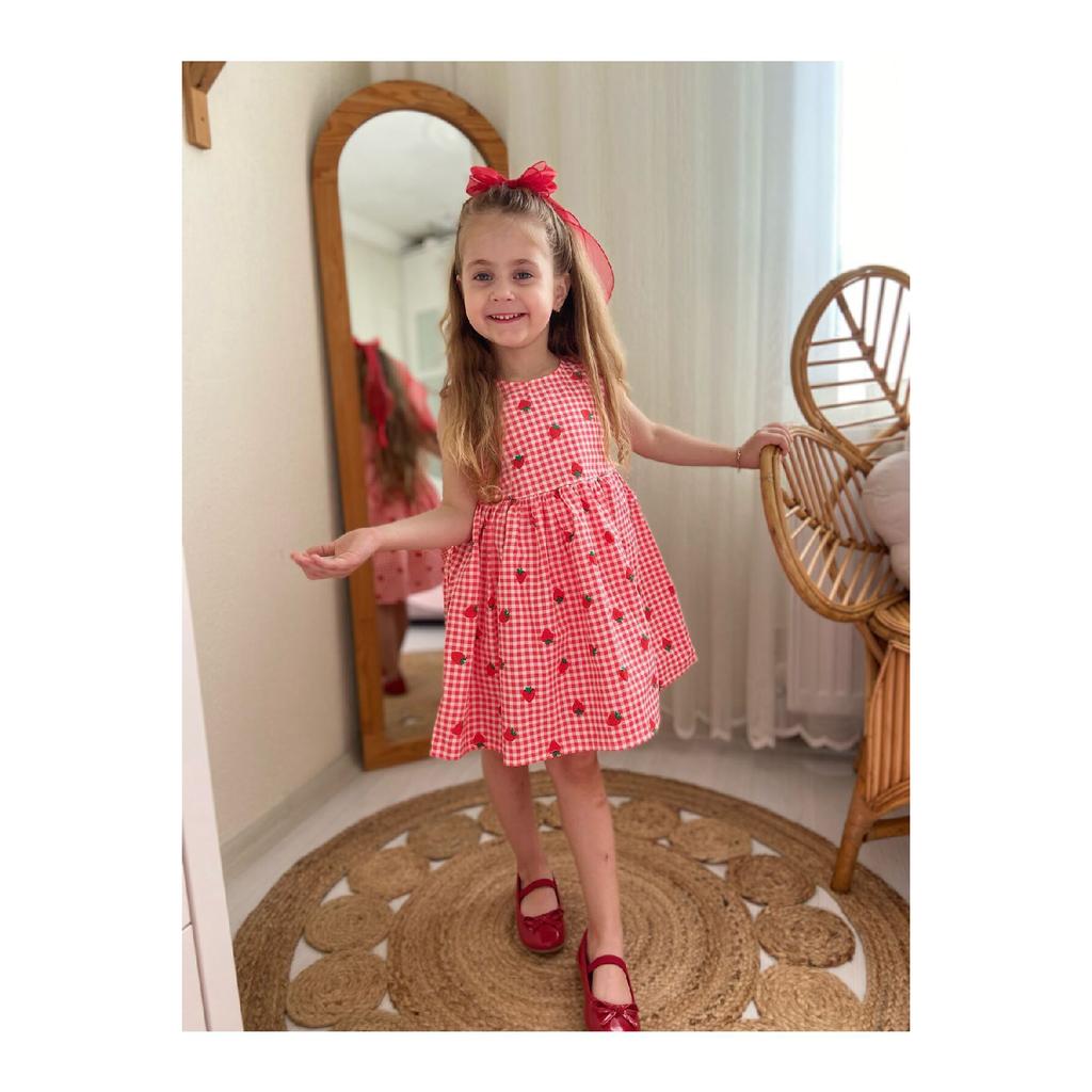 Girl's Summer Strawberry Pattern Cotton Dress