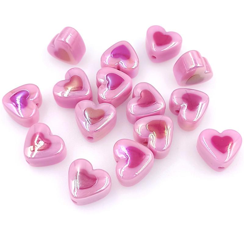 10 шт. темная серия с УФ-покрытием, два цвета, 3D акриловые бусины в форме сердца любви, свободные бусины, аксессуары ручной работы для изготовления ювелирных изделий