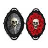 Gothic Halloween Skull Decor Wall Decoration, Vintage Red Rose Frame Sculpture, Retro Horror Spider Web Art Ornament for Holiday Party