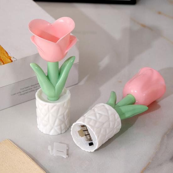 Мини светодиодный Цветочный с мягким свечением Ночник Настольная лампа Креативный Питание от батареек Прикроватный Настольный