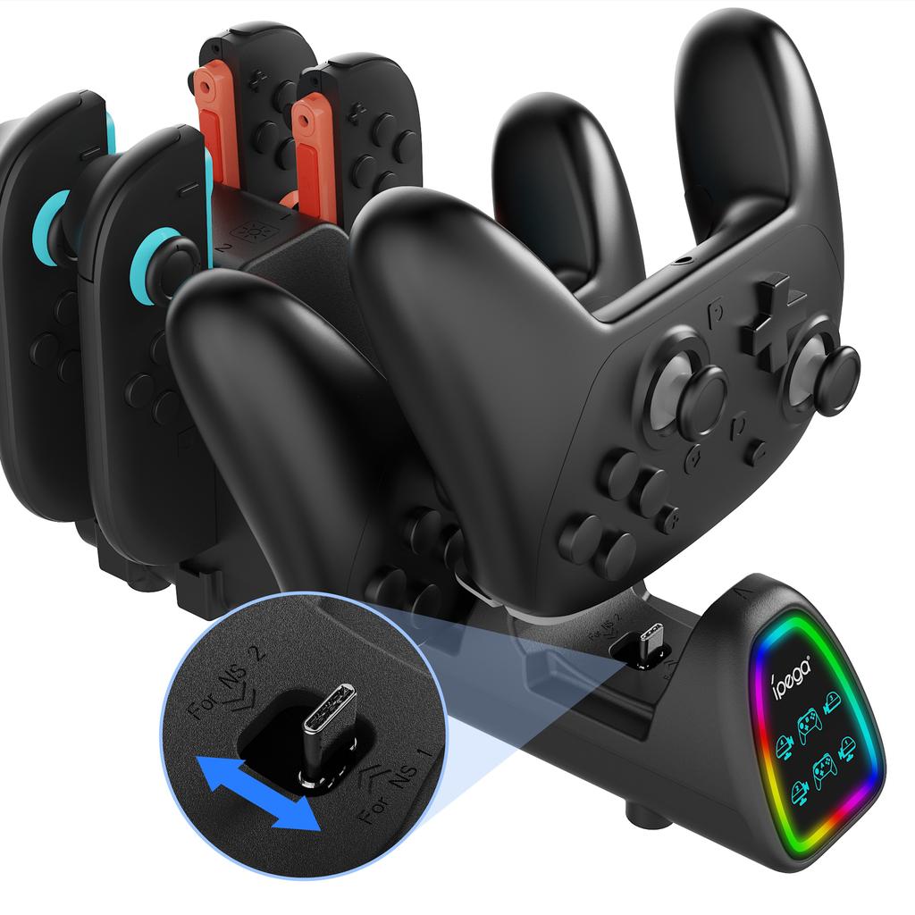 IPEGA PG-SW2187 10 in 1 RGB Charging Dock for Nintendo Switch/Switch 2 Joypad and Pro Controllers
