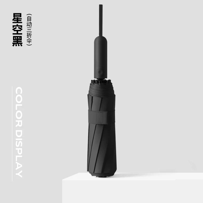 Fully Automatic Extra-Large Umbrella, Enlarged for Two People, Thickened and Reinforced, Dual-Use for Sun and Rain, Black-Coated Sun Umbrella for