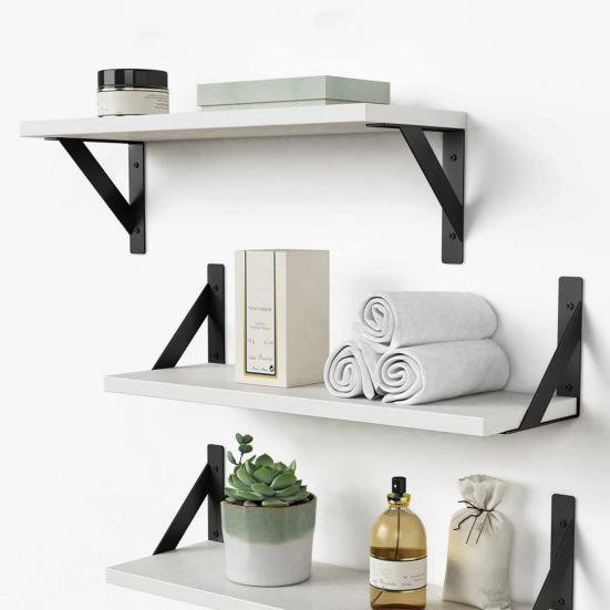 2 шт. настенный стеллаж для хранения вещей большая плавающая полка грузоподъемность 40 фунтов простая установка деревянный держатель для хранения