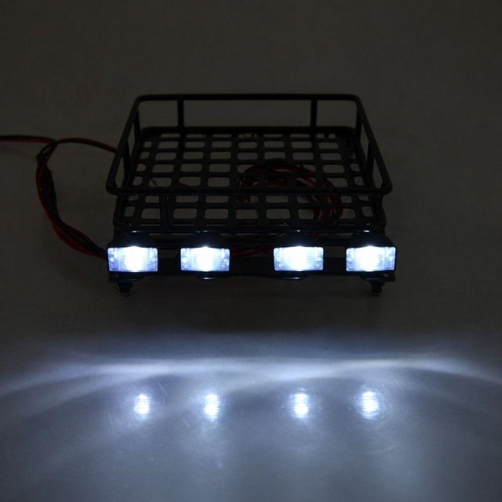 LED Lights Roof Rack Luggage 4 Lights Small Luggage Holder Model Car Carrier For Crawl SCX10