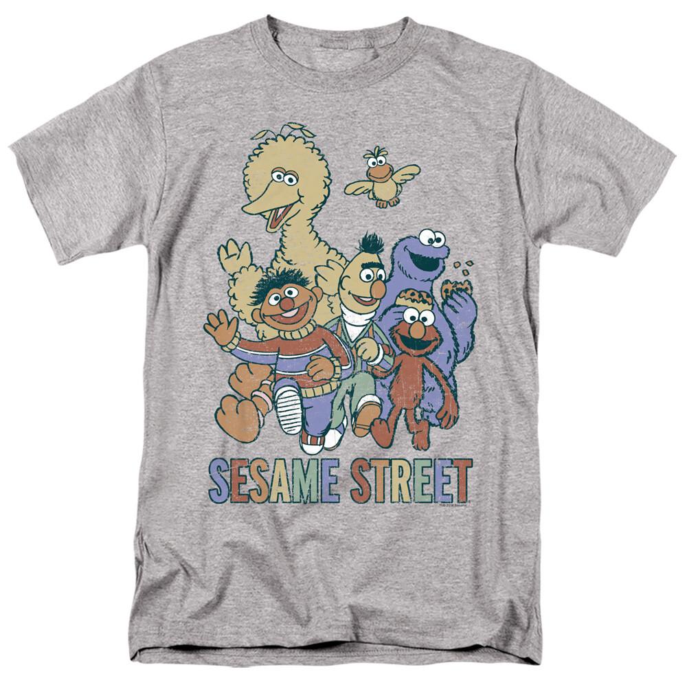 Sesame Street Colorful Group Licensed Adult T-Shirt
