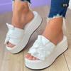 New Platform Slippers Large Size Bow Flip-flop Women's Shoes Muffin Wearing Wedge Slippers