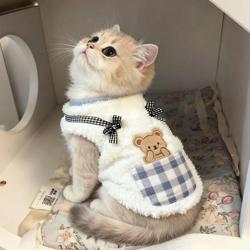 Thick Warm Cat Vest Cute Cartoon Winter Pet Dog Vest Cute Puppy Coat for Small Medium Pet