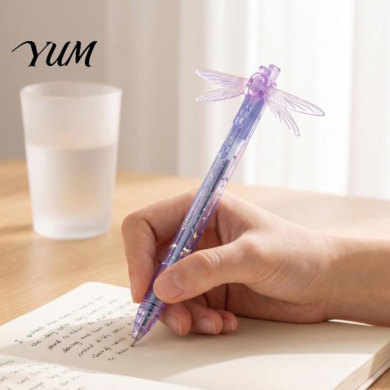 Stationery Sets for Collection Gleaming Wings Dragonfly Gel Pen, Translucent Plastic with Interactive Fun Pens Moving Flapping Wings, 0.5mm